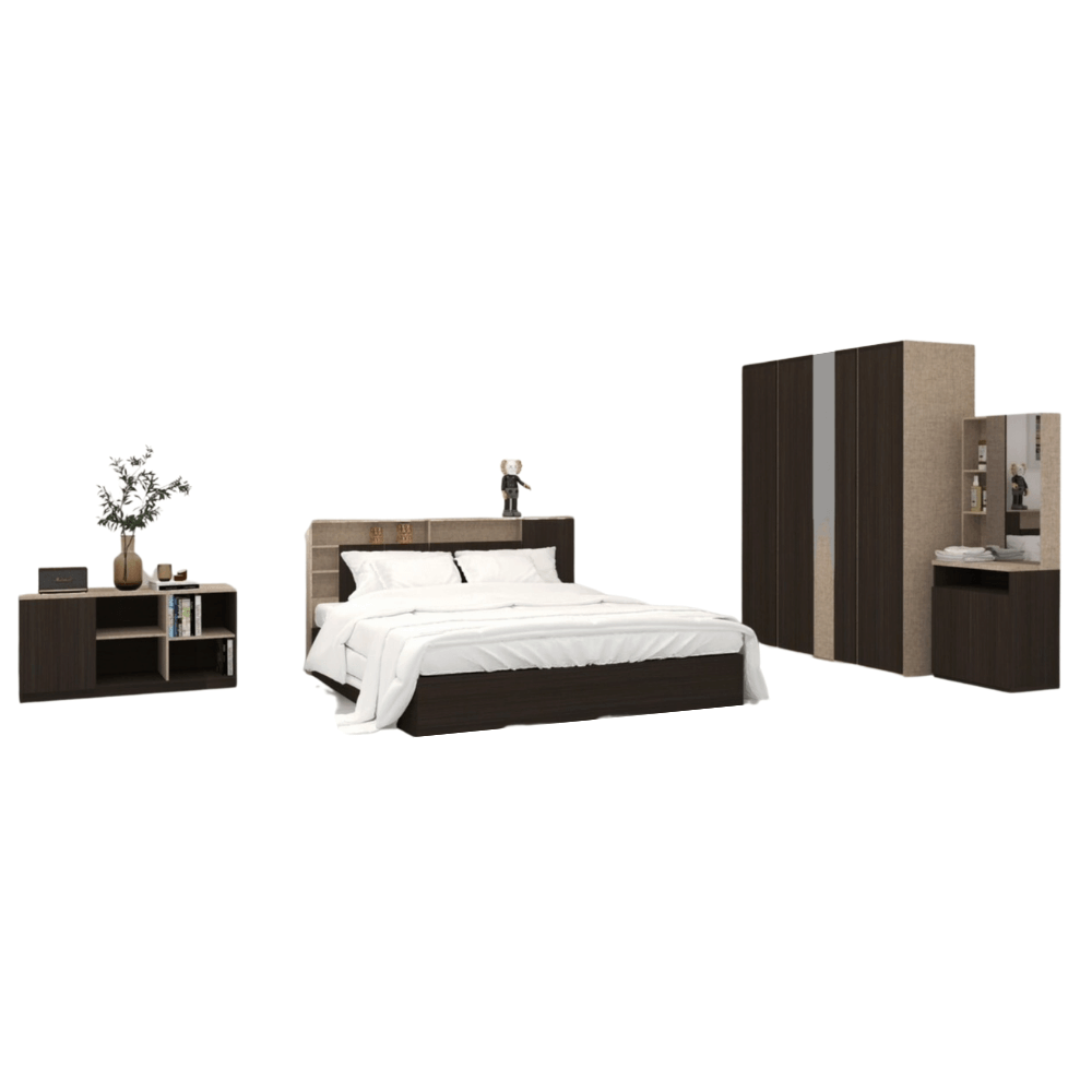 ชุดห้องนอน + ที่นอนสปริง 6 ฟุต WISDOM DESIGN FURNITURE รุ่น LOTTO สีโอ๊ค_0